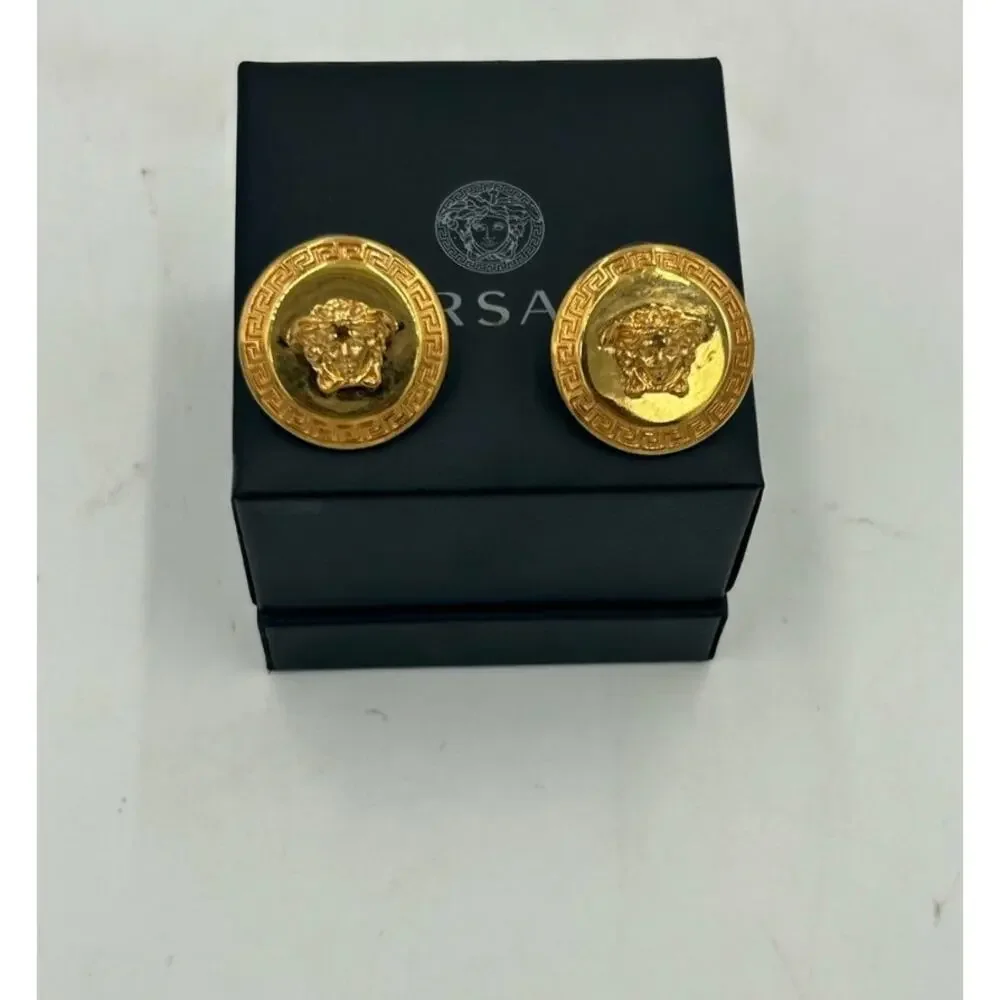 Women's Versace Medusa tribute gold pierced earrings made in Italy